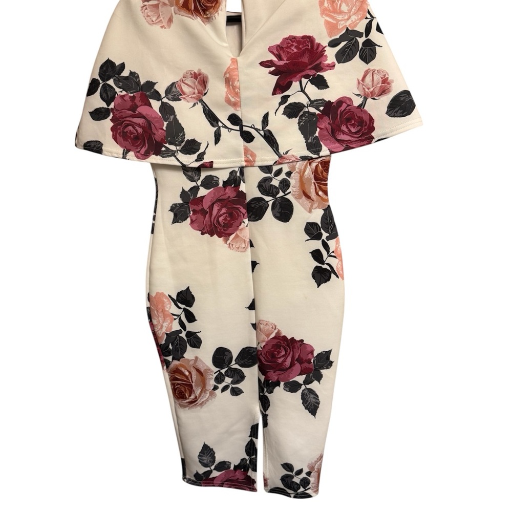 PrettyLittleThing Cream Floral Midi Dress - Picture 2 of 6
